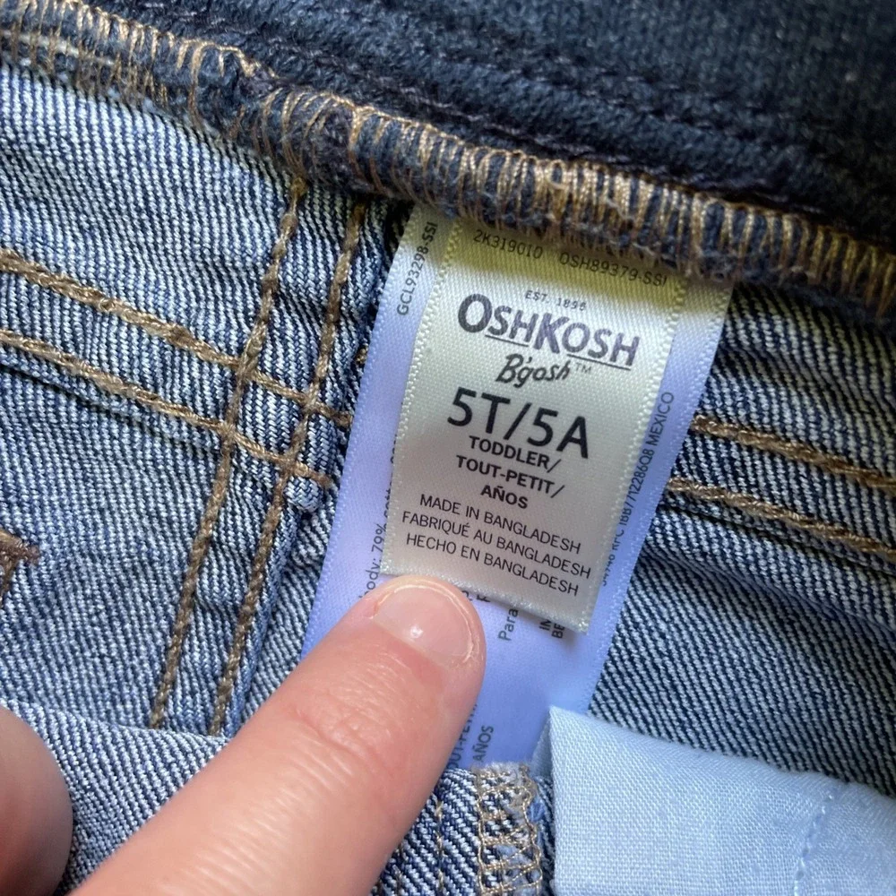 OshKosh B'gosh Boys 5T Denim Carpenter Shorts Elastic Waist Cut Off Medium Wash